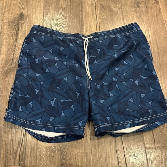 LANDS' END Mens Swim Trunks Ocean Water Blue Tropical Large 36-38 Vacation Lined - Picture 11 of 11
